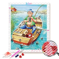 5d diy fishing man diamond painting cross stitch diamond embroidery picture of rhinestones home decor