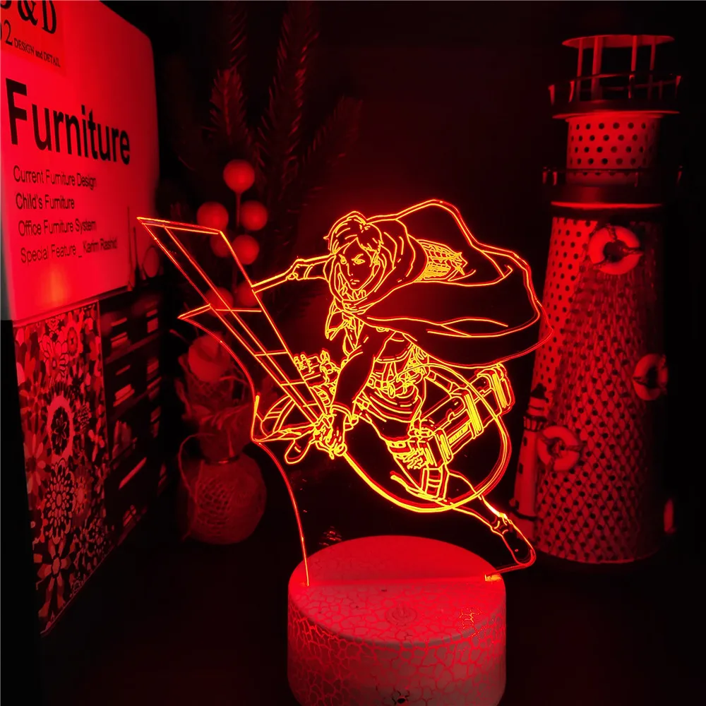 

Экшн-Фигурка «атака на Титанов» Erwin Smith, 3D лампа, светодиодный ночсветильник в стиле аниме, украшение для спальни, подарок другу на день рожде...