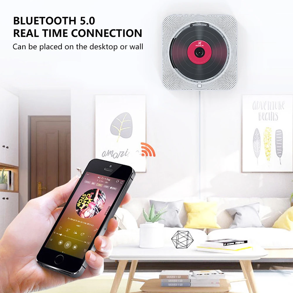 

Portable CD Music Player Bluetooth-compatible Speaker Multifunctional Stereo CD DVD Player 3.5mm AUX Jack with IR Remote Control