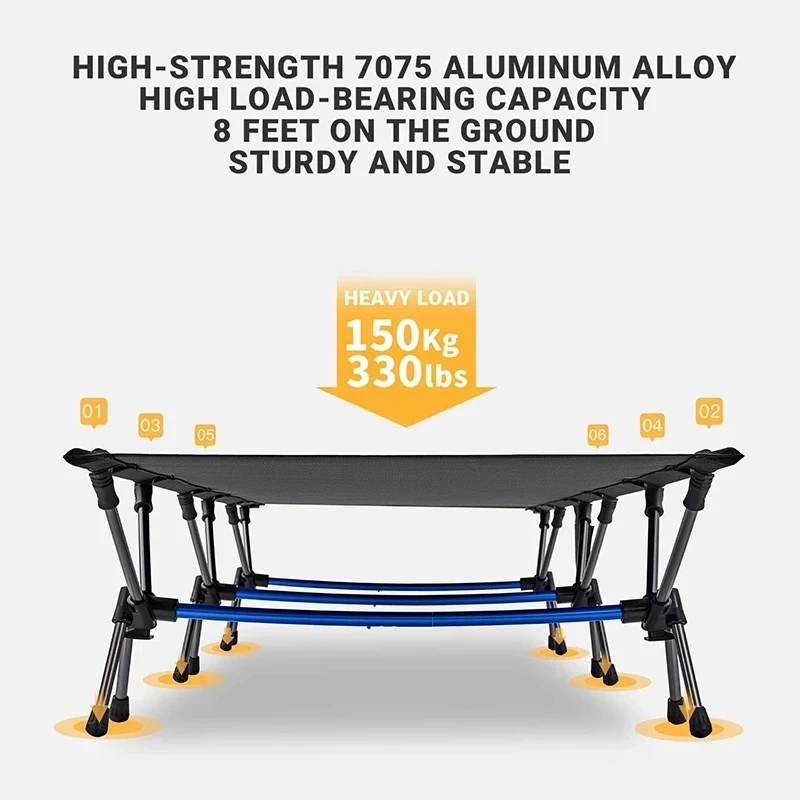 Сверхпрочная легкая складная кровать для кемпинга с регулируемой высотой