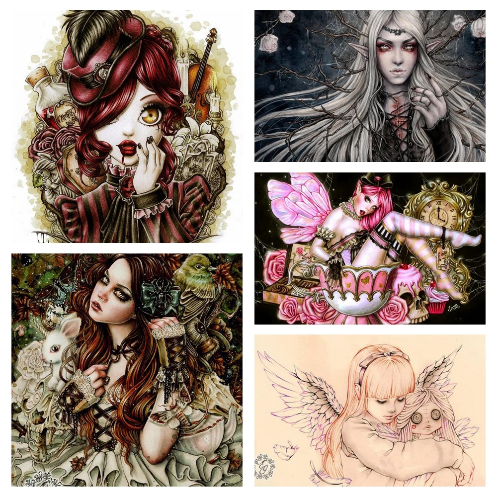 Алмазная 5D картина сделай сам шикарный художник девушка-вампир ведьма мозаика