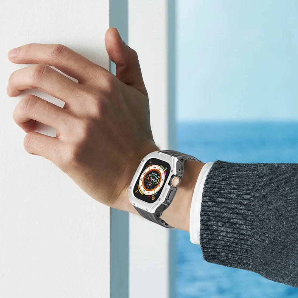 Case Strap for Apple Watch Ultra 49mm Correa Accessories Silicone TPU men Sports Band for Iwatch Ultra Protective Cover Bracelet