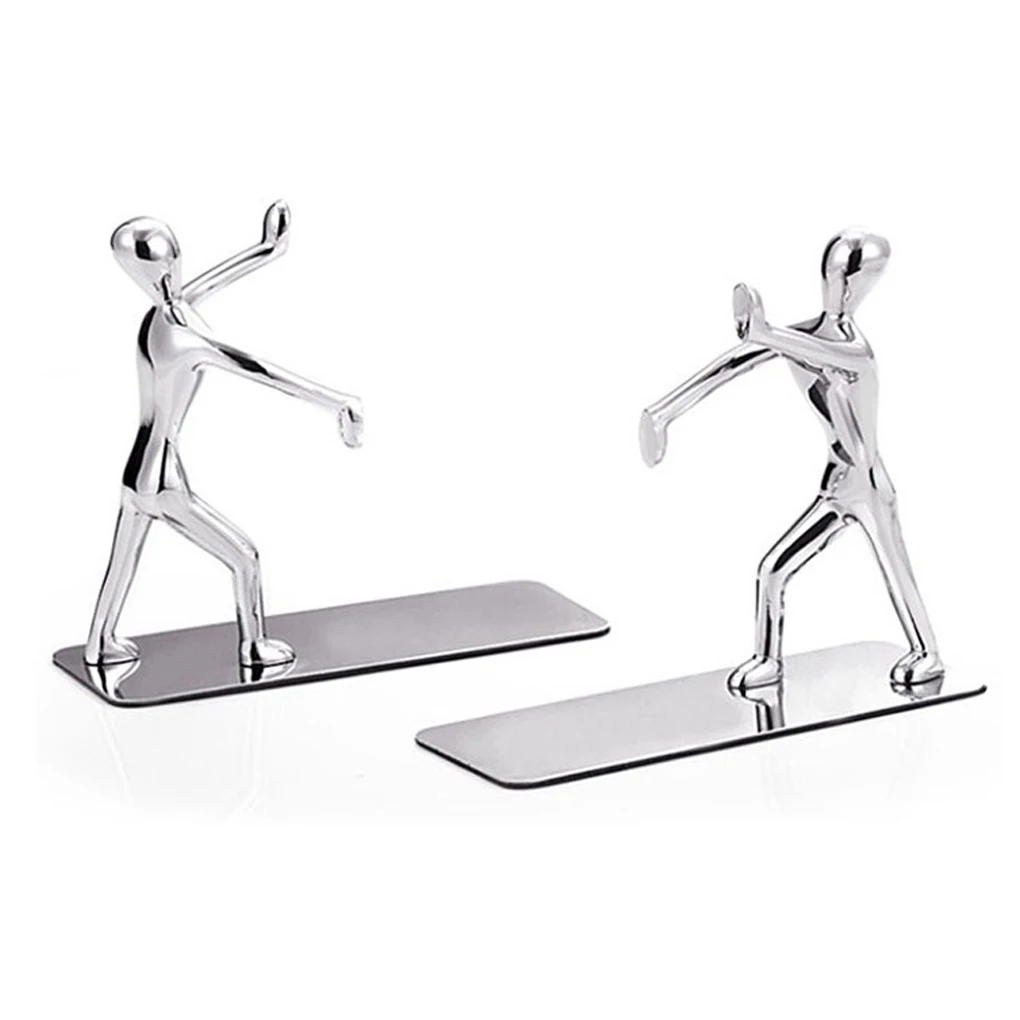 

1 Pair Bookend Stainless Steel Bookshelf Decorative Book End Stand Office Stopper Support Shelf Stationery Library