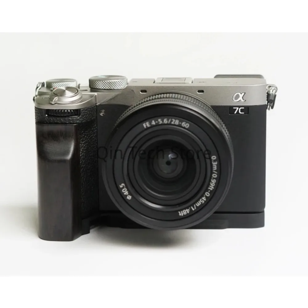 Фото Деревянная L-образная подставка из эбенового ореха для Sony A7C II A7CR, рукоятка-держатель с быстросъемной пластиной Arca Swiss, удлиненный базовый держатель для штатива №3