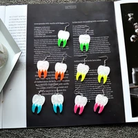 5 colors gothic acrylic tooth earrings for women girls hip hop teeth drop earrings punk jewelry gift brincos