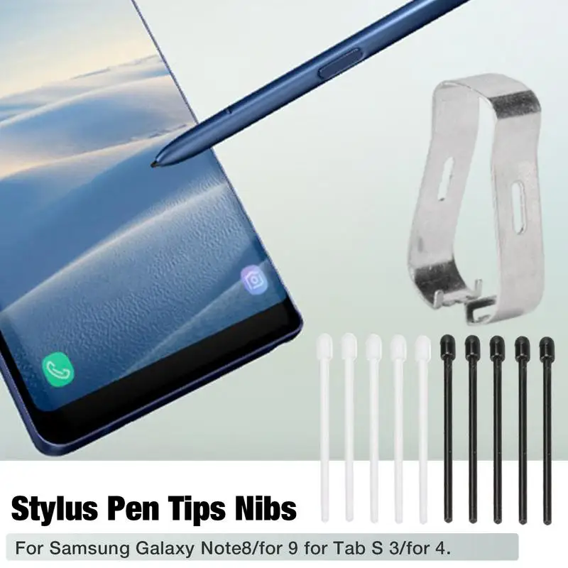 1Set For Galaxy Tab S3 /Tab S4 /Note 8/Note 9 Touch Screen Stylus S-Pen Pen Refills Tips Replacement Nib With Metal Clip