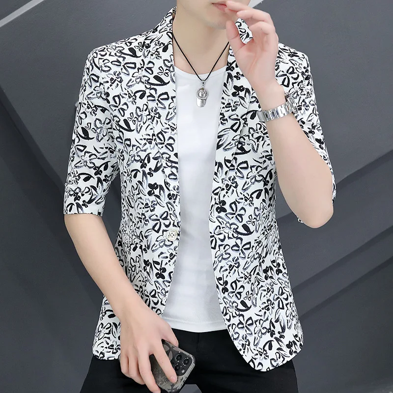 

2023 Men's New Printed Handsome Half Sleeve blazer
