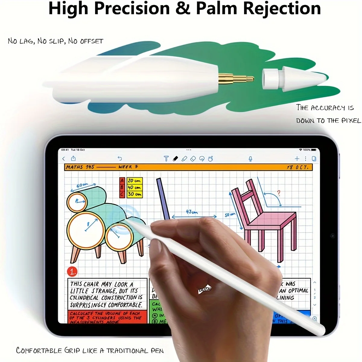 Сенсорный стилус для iPad 7, 8, 9, 10, 11 поколений A16 с функцией распознавания наклона и защитой от прикосновений ладони, магнитный стилус для iPad 2018-2026 M3 M2 Pro 11 (art.: 3920d916fcf09) - 3920d916fcf09