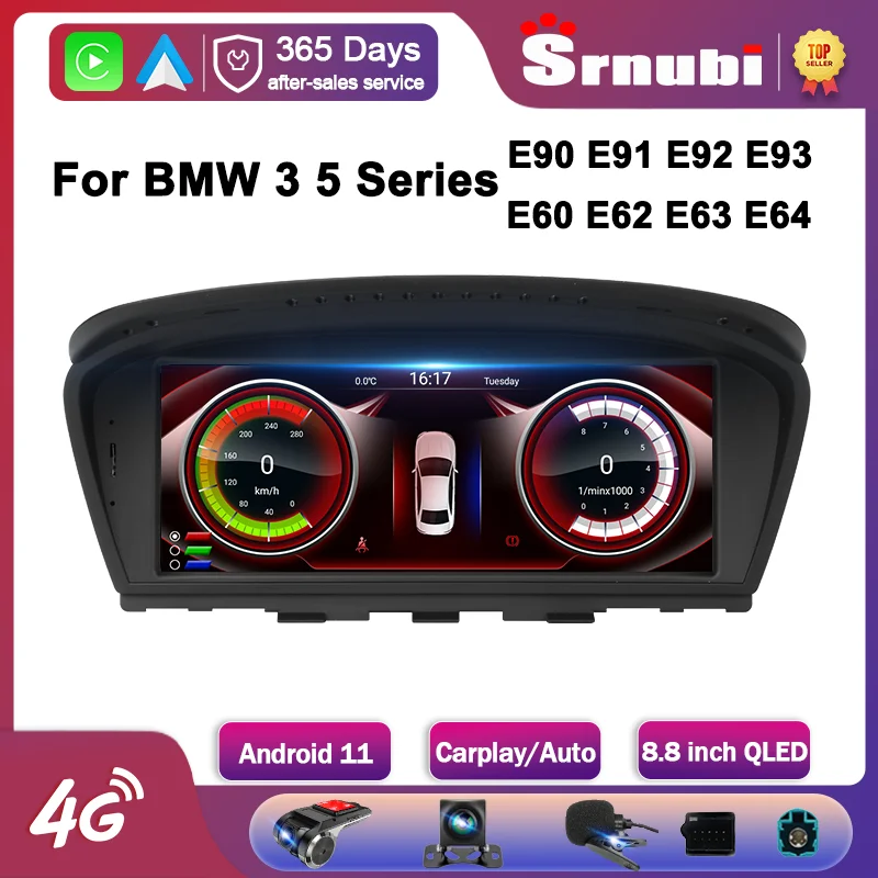 

Srnubi 8.8” Android 11.0 Car Radio for BMW 3 5 Series E60 E61 E63 E64 E90 E91 E92 E93 CCC CIC 2Din 4G WIFI Carplay Head Unit