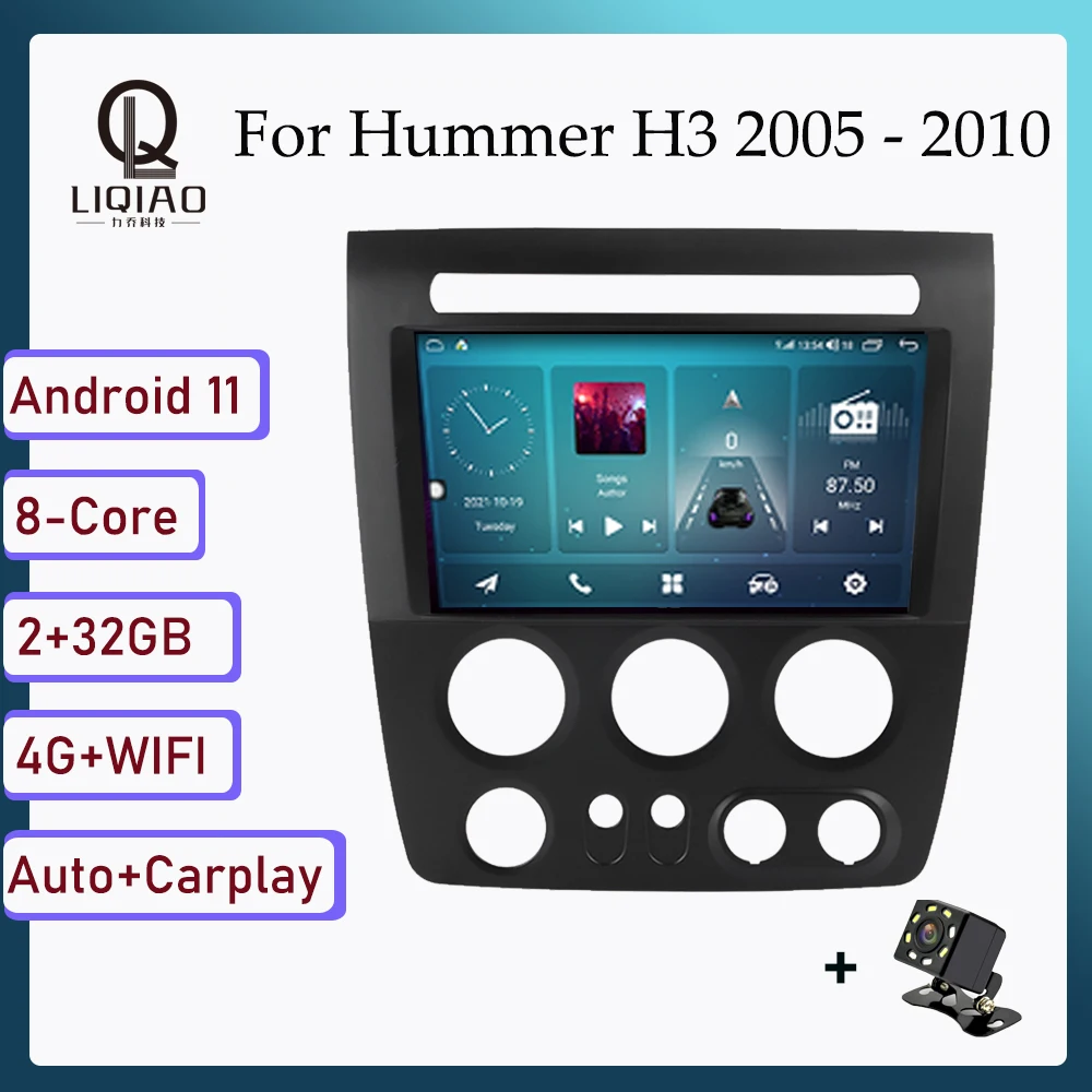 

2 Din Carplay Auto Car Radio For Hummer H3 2005-2010 Android Car Multimedia Player Head Unit GPS Navi Bluetooth USB SWC WIFI BT