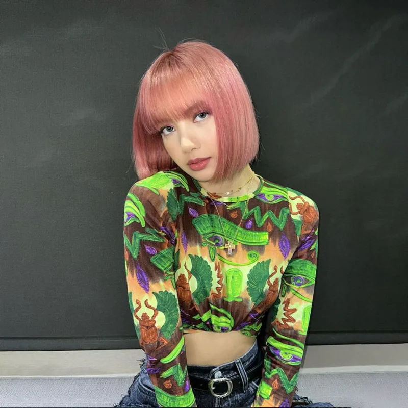 

Women Y2k Long Sleeve T-Shirt Vintage Round Neck Floral Print Crop Tops Harajuku Slim Fit Grunge Streetwear Tee