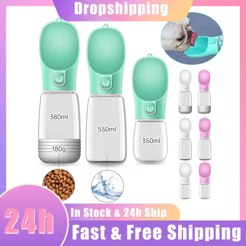 

Dog Water Bottle Portable Travel Pet Drinker Leak Proof Dog Bowl Food Cat Fountain Outdoor Walking Drinking Bottle Dogs Feeder