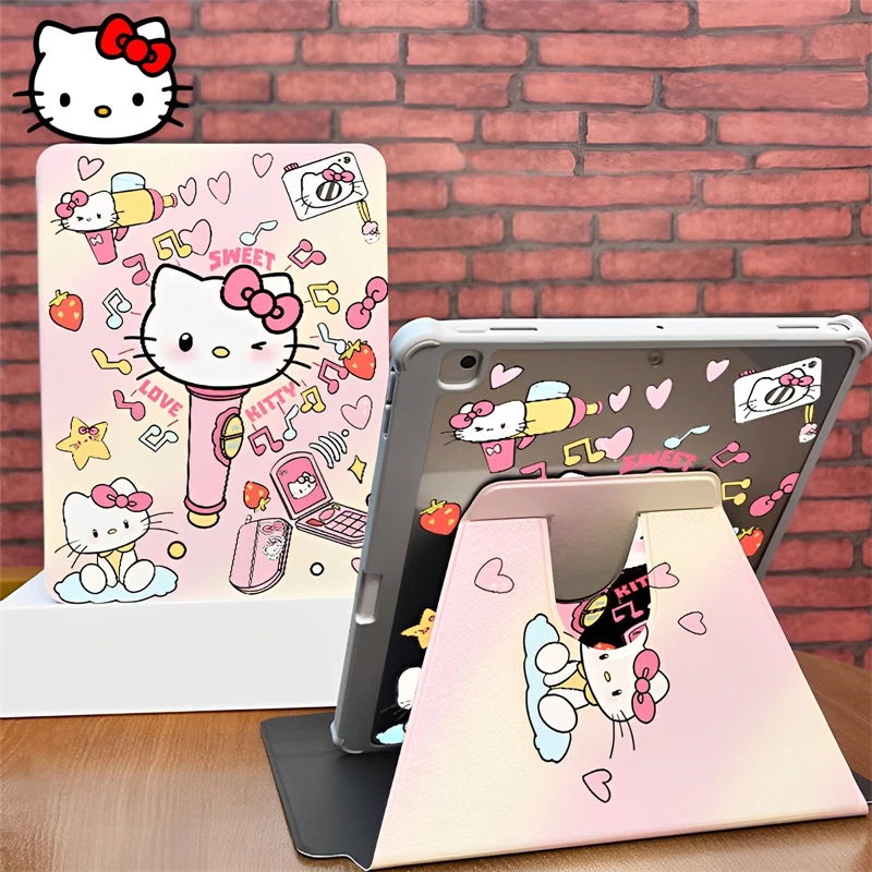 

Sanrio HelloKitty Kuromi Cinnamoroll Ipad Case Kawaii Anime 360 Degree Rotation Ipad Pro 2022 2021 11 Inch Case with Pen Slot