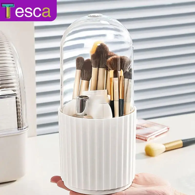 

Large Capacity Rotating Makeup Box Gap Storage 348g Cosmetic Storage Box With Protective Cover 360 Degree Rotation Pen Holder