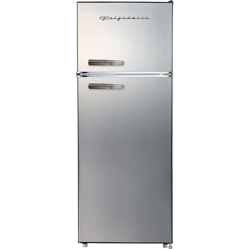 

Двухдверный холодильник с морозильной камерой, Хромированная ручка в стиле ретро, медь фута, платиновая серия, нержавеющая сталь, 7,5, серебристый