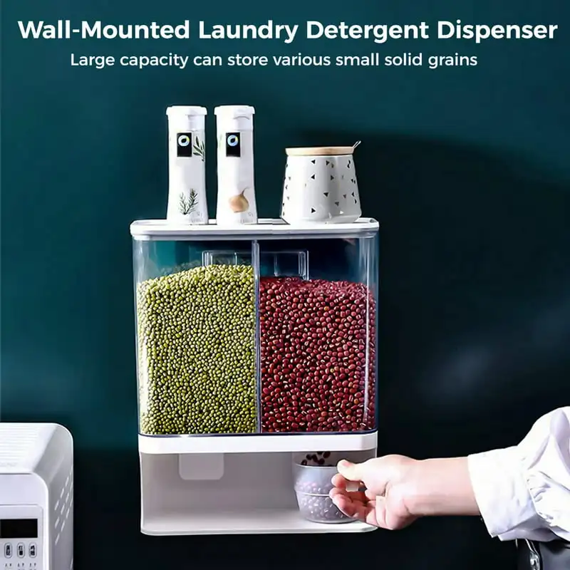 

Large Capacity 2 Measuring Cups Dry Food Storage Container, Solid Grains Rice Beans Organization Box with Scent Beads, Laundry D