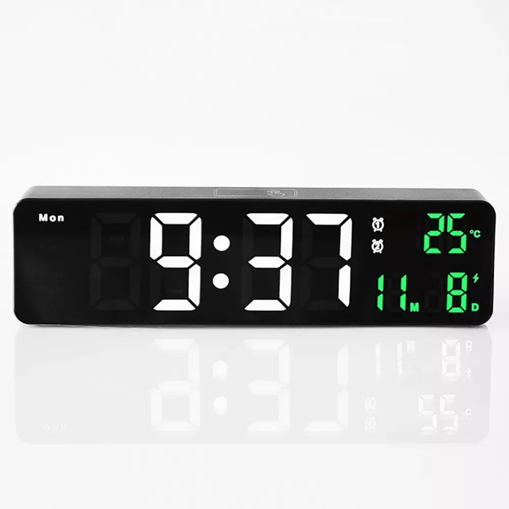 

Digital LED Alarm Clock Wall Home Decoration Bedroom Table Desk Clock with Temperature Thermometer,Calendar
