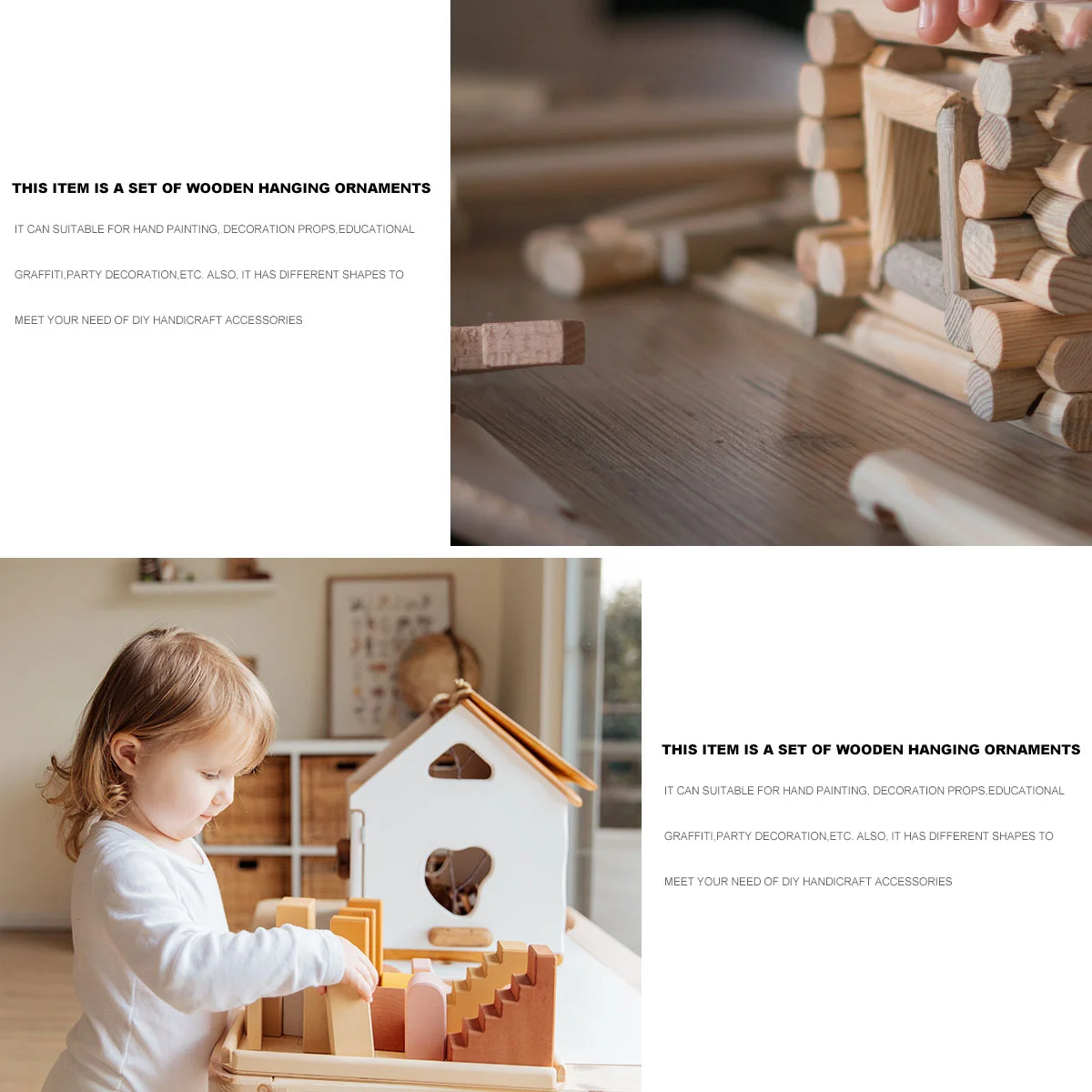 18 шт. необработанные окрашенные пустые подвесные деревянные кусочки