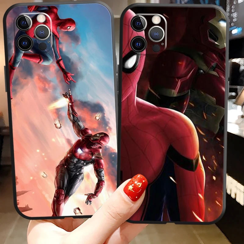 

Marvel Spiderman Phone Cases For iPhone 11 12 Pro MAX 6S 7 8 Plus XS MAX 12 13 Mini X XR SE 2020 Soft TPU Funda Carcasa