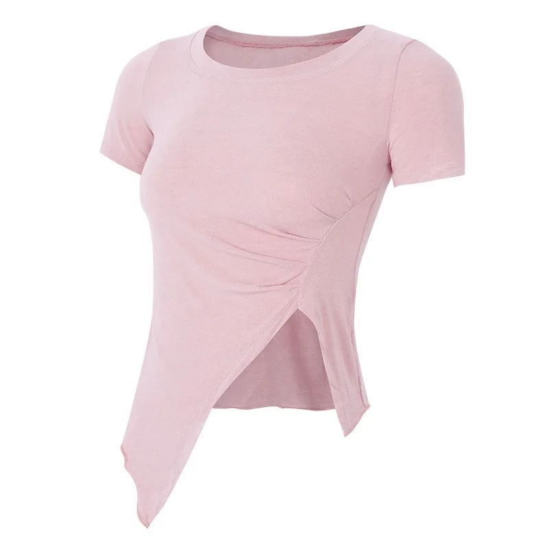 

HONILLESI Yoga Wear Women's Summer Thin Short Sleeved Exercise T-shirt Running Speed Dry Fitness Top A29