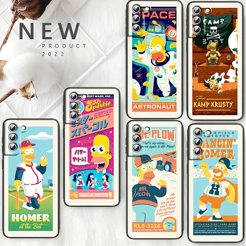 

Hot Cartoon The Simpsons Poster Phone Case For Samsung S22 S21 S20 Ultra FE S10 S9 S8 Plus 4G 5G S10e S7 Edge TPU Cover