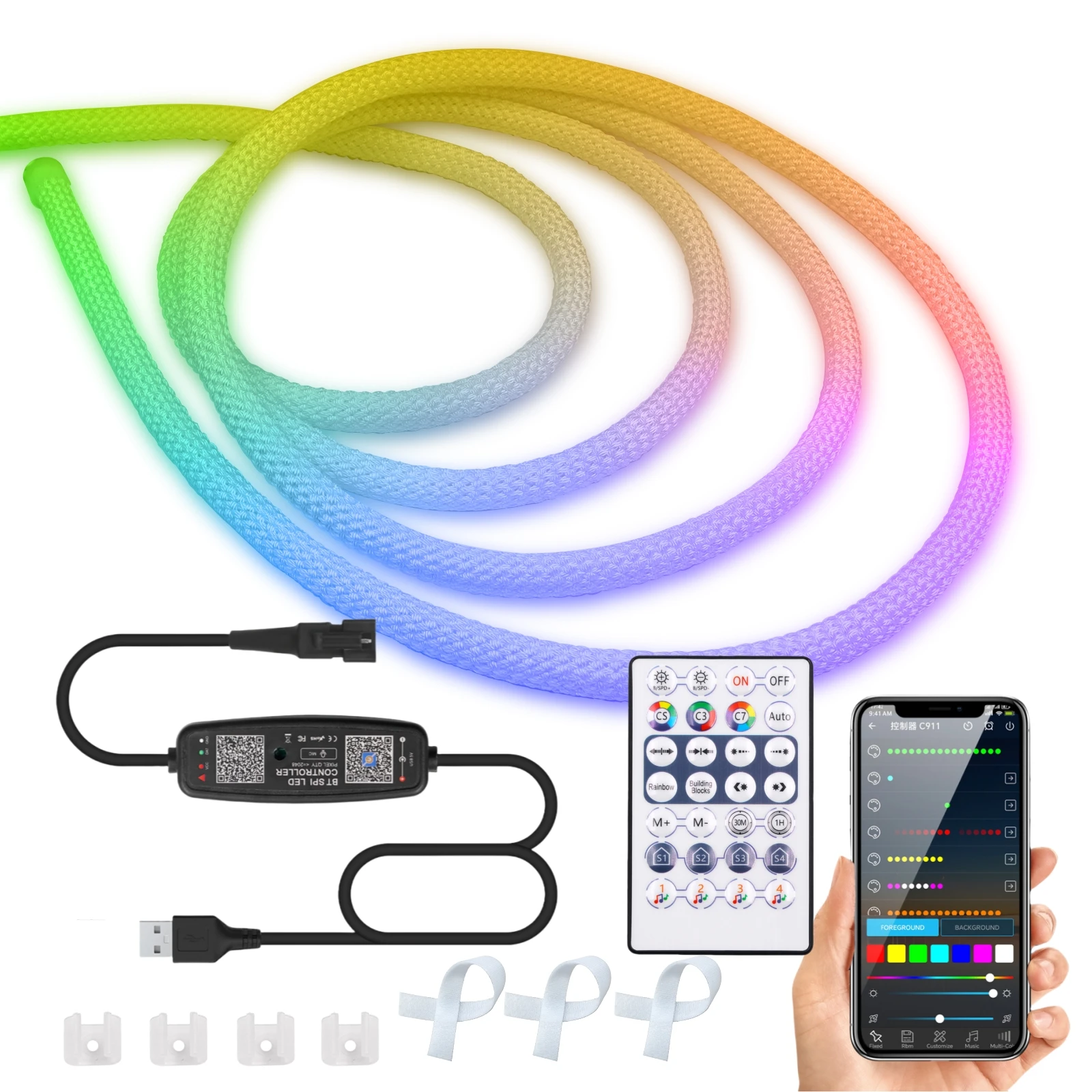 

HEGEHE Силиконовая RGBIC светодиодная лента 5В