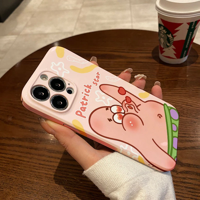 Чехол для телефона Cartoon Cute SpongeBobs Patricks Stars IPhone 16 15 14 13 12 11 Pro Max XS XR XSMax 7 8 Plus глянцевый