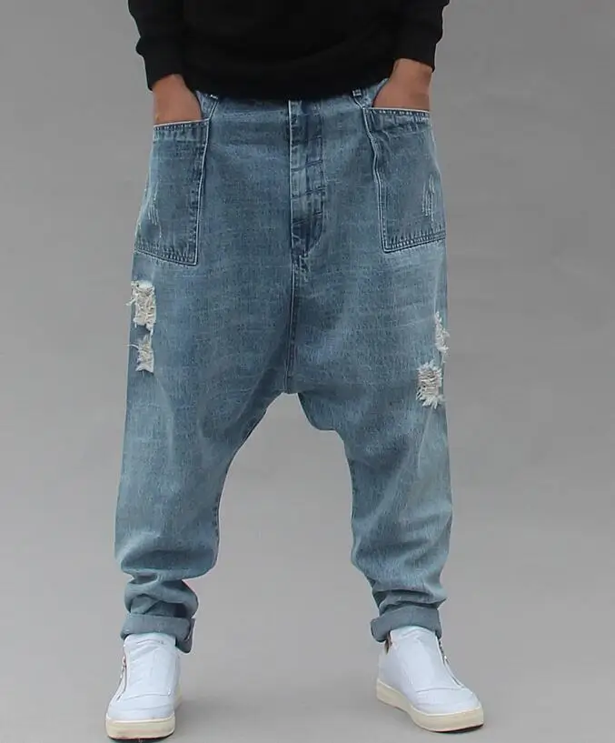 Men's Big Crotch Pants Mens Jeans Casual Joggers Harem Denim Street Dance Pants Camouflage Trousers Male Harem Jeans