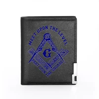 masonic sign high quality printing leather wallet men women billfold slim credit cardid holders inserts short purses