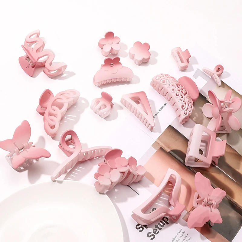 

Gradient Frosted Crab Hair Clip Cherry Blossom Pink Hair Claws Women Hair Accessories Chic Shark Clips Barrettes Styling Hairpin