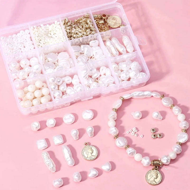 

Pearl Beads For Crafts Kit Multiple Styles Pearl Beads With Hole For DIY Craft Necklaces Bracelets Jewelry Making