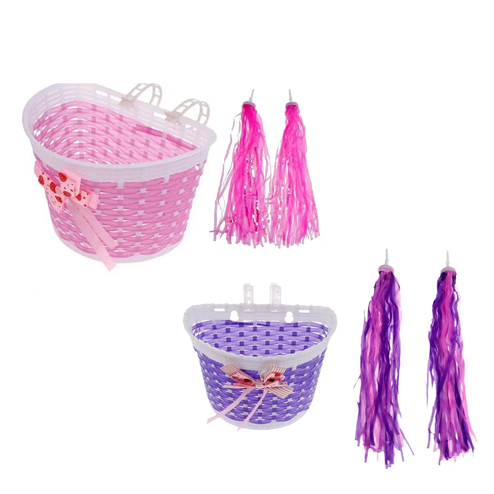 Basket Kids Scooter Handlebar Streamer Tassel  Braided Purpl