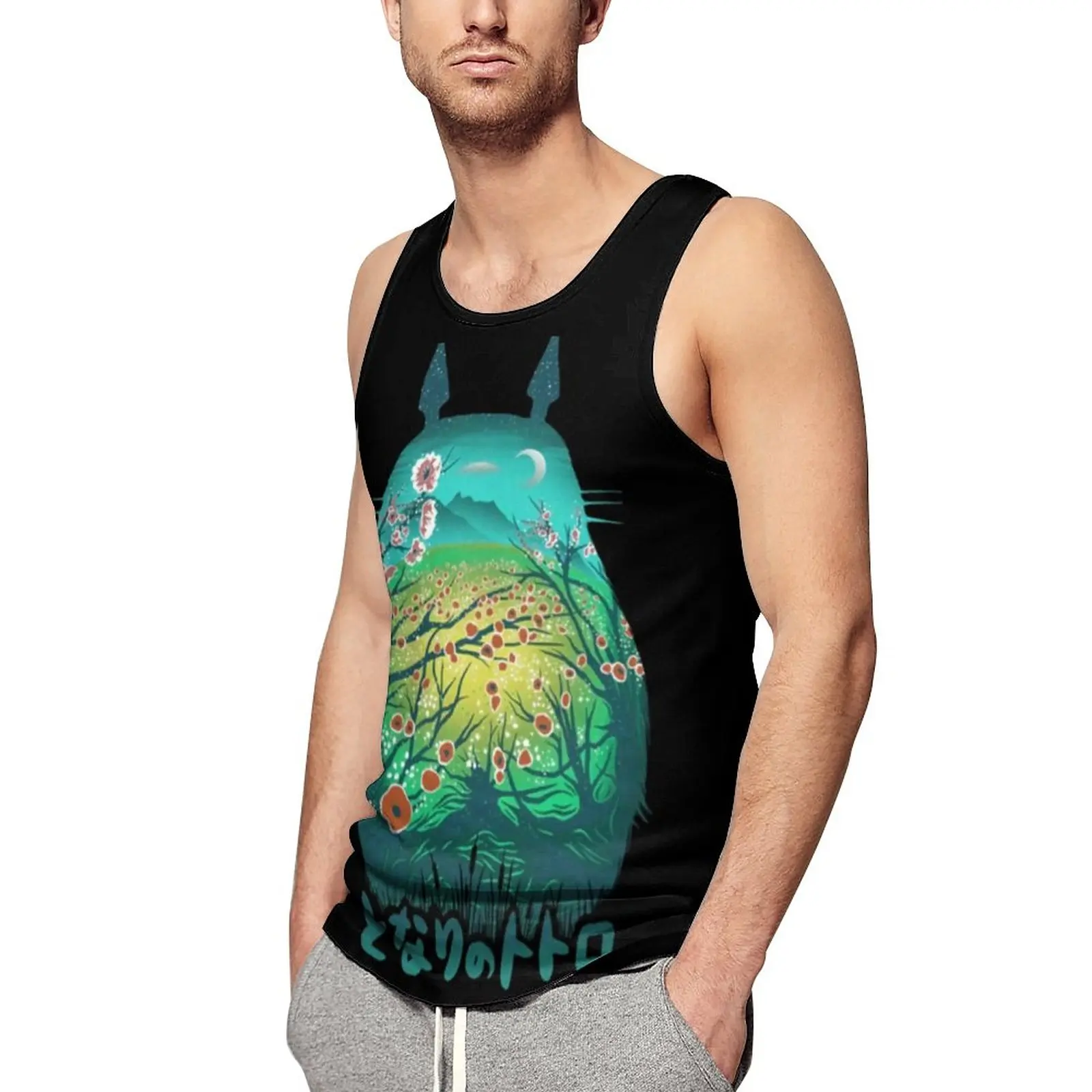 

Totoro Tank Top Male Cute Cartoon Print Tops Summer Design Workout Streetwear Oversize Sleeveless Vests