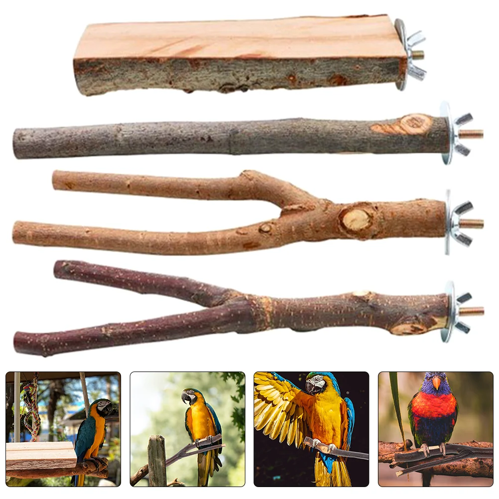 

Bird Perch Parrot Stand Cage Wooden Toy Wood Toys Parakeet Training Perches Tree Stands Parrots Natural Branches Cockatiel