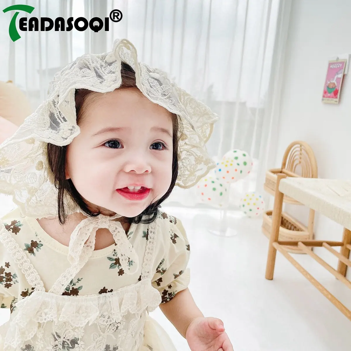 

2023 Summer 100% Cotton Overalls Kids Bodysuits+hat 0-3Y Infant Baby Girls Short Sleeve Floral Patch Mesh One-pieces Newborn