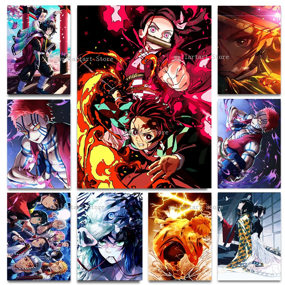 

Japanese Anime Demon Slayer Poster Kamado Tanjirou Kamado Nezuko Canvas Painting Wall Art Prints Living Room Decor Home Decor
