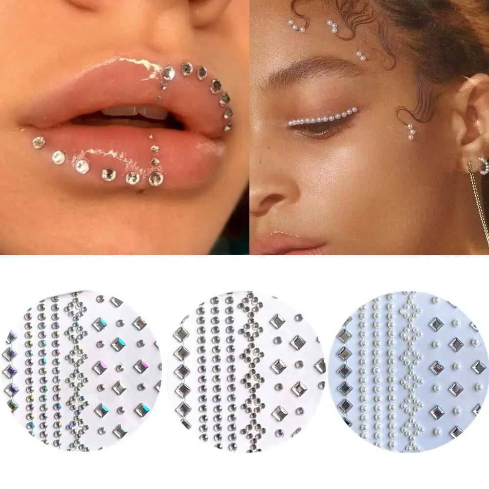 DIY жемчужины и стразы DIYF01 Glitterjoy с драгоценными камнями для лица модная наклейка
