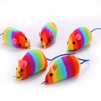 1pc rainbow little mouse plush toys funny pet chewing toys cotton filled little mouse rat kitten cat interactive toy