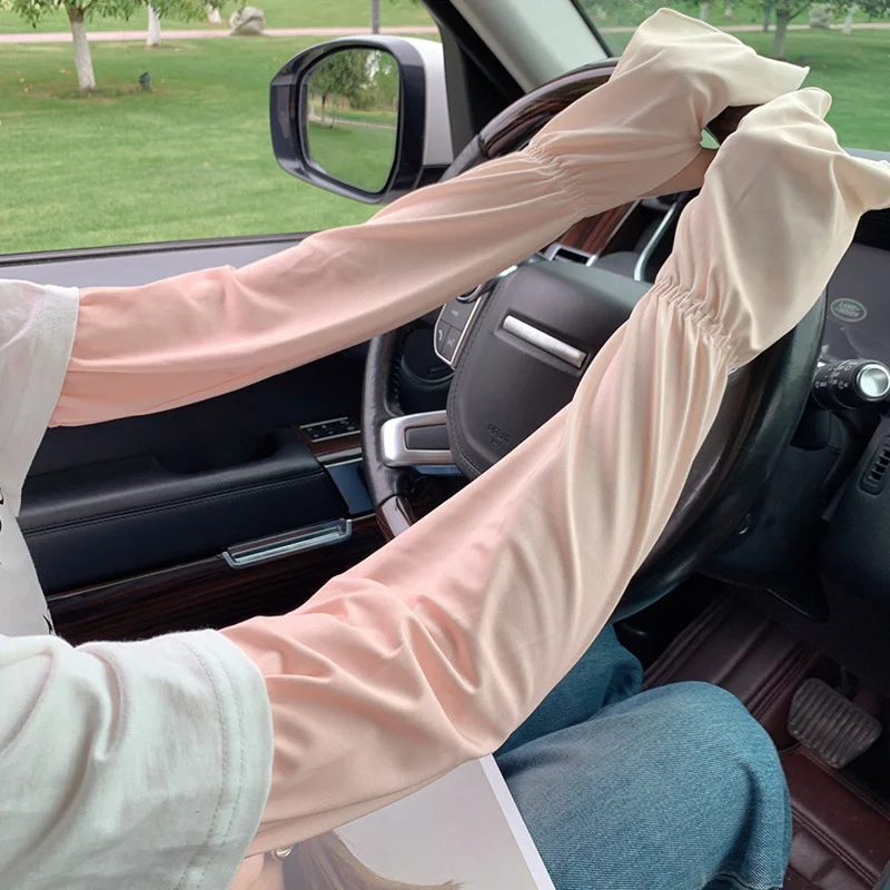 

Fashion Gradual Summer Outdoor Cycling Sunscreen Ice Silk Sleeves Ladies Bow Long Ice Sleeves Summer Pearl Arm Sleeves