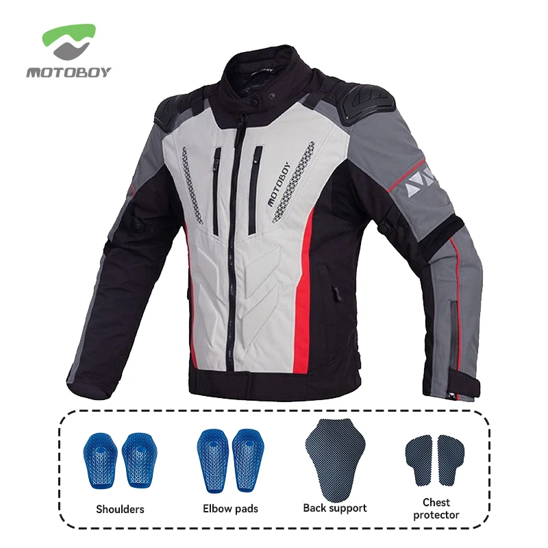 

MOTOBOY Motorcycle Riding Jacket Waterproof Motorbike Reflective Jacket Armor Gear Clothing Racing Riding Equipment Four Seasons