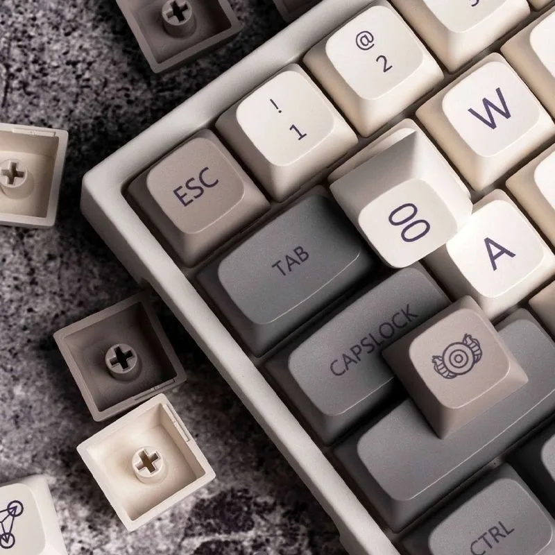 Фото XDA PBT колпачки для клавиш русские корейские английские японские колпачки Qishi Dye Sub для GMK67 механическая клавиатура ретро колпачки для клавиш №2