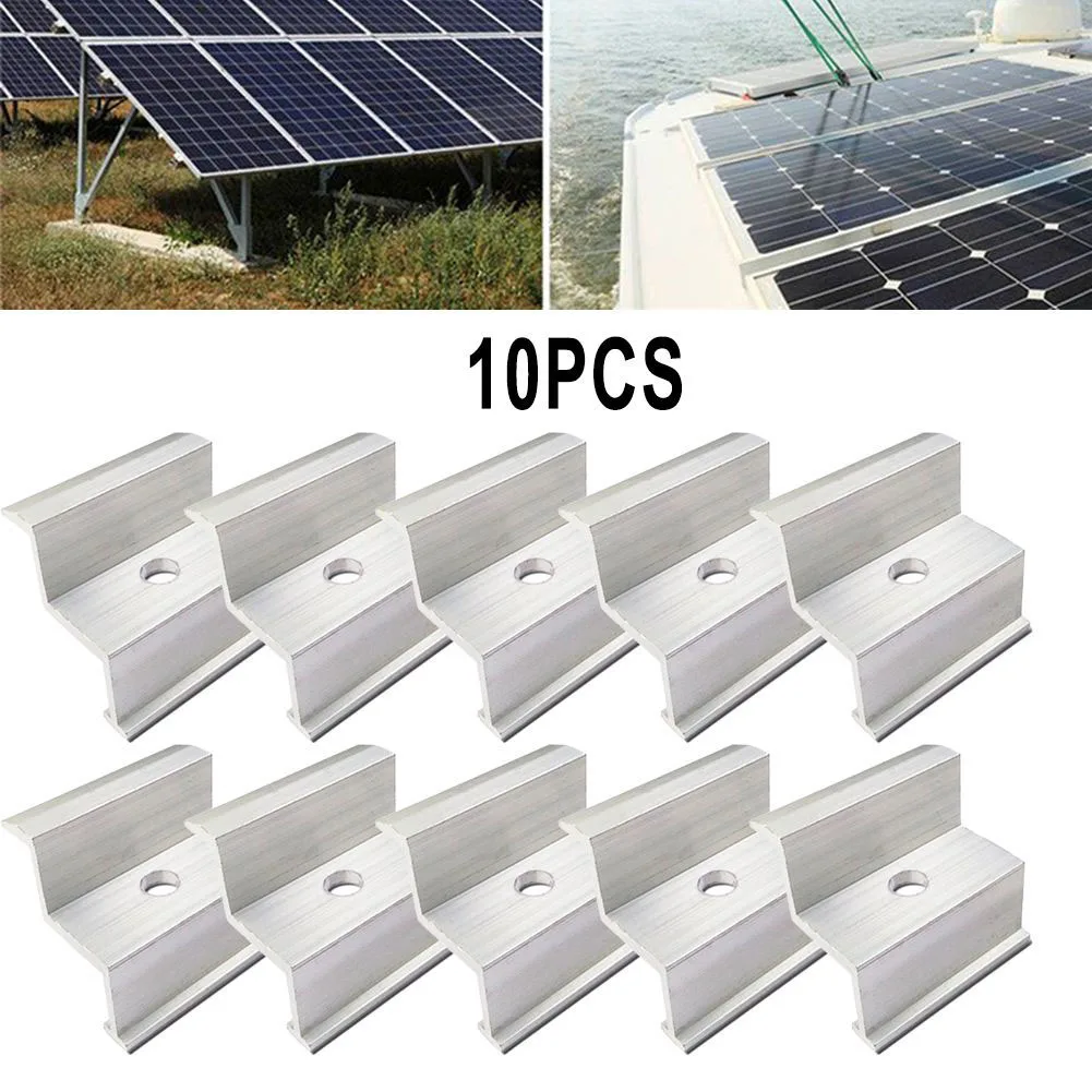 

10pcs PV Solar Aluminum End Clamp For 35/40mm Solar Panel Module Height Assembly Solar Photovoltaic Mounting Bracket Accessories