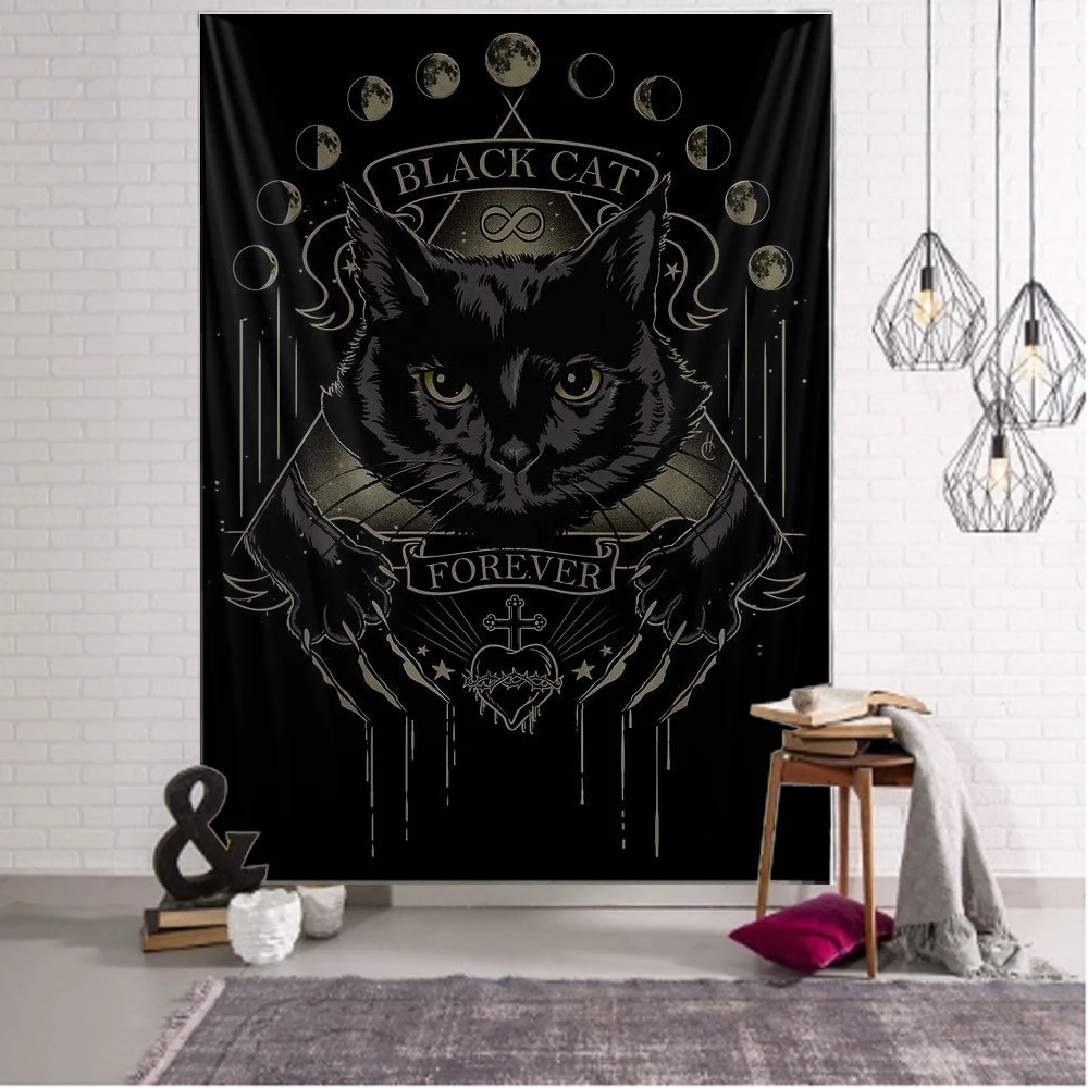

Black Tarot Tapestry Art Decorative Curtains Hung Home Sitting Room Adornment Bedroom