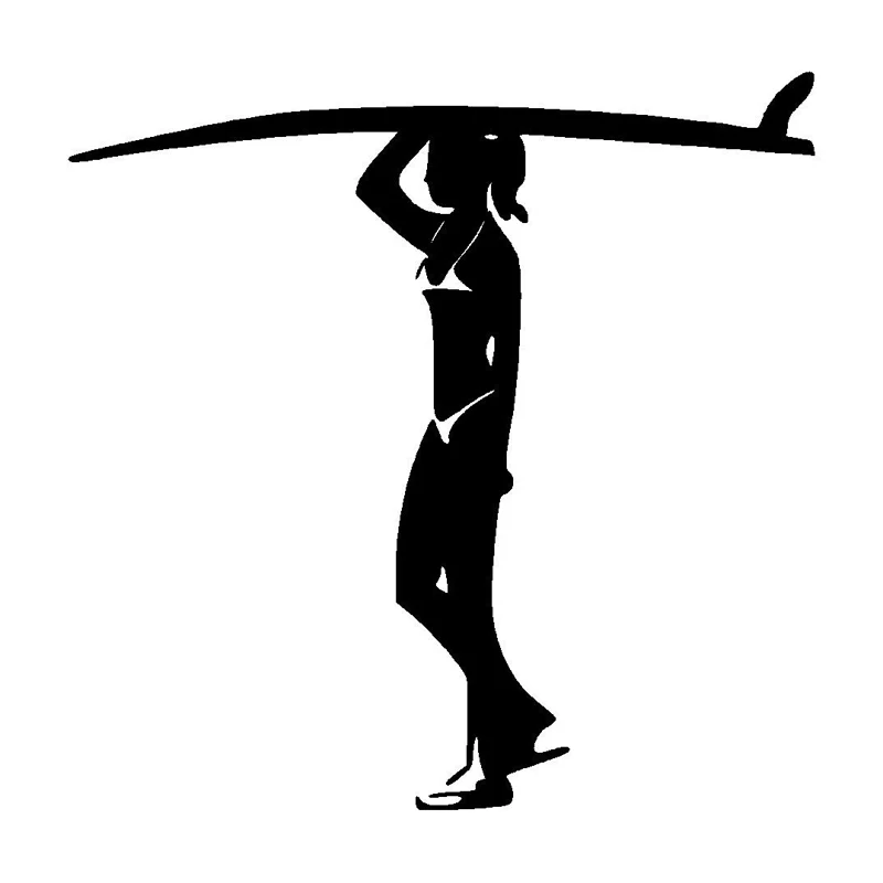 

Car Stickers Surf Girl Personality Decorative Stickers PVC Car Shape Creative Waterproof Sunscreen Black/white,17cm*17cm