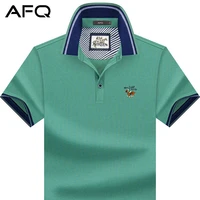 summer new mens all cotton short sleeved t shirt solid color polo shirt loose mens clothing business casual t shirt