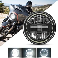 universal 7 led car motorcycle headlight for harley softail cafe racer chopper honda yamaha h4 phare farol moto headlamp