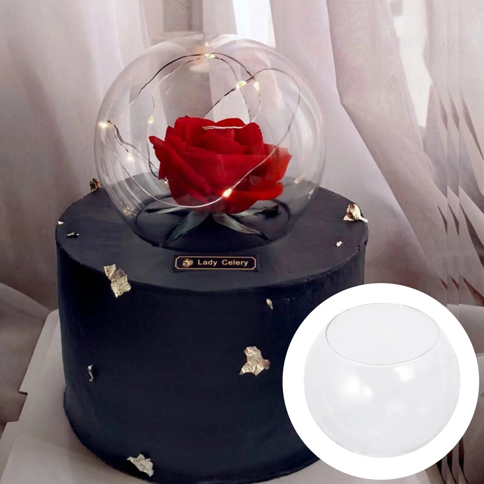 

1Pc Dessert Glass Cover Glass Bell Jar Container Eternal Flower Jar(Transparent)