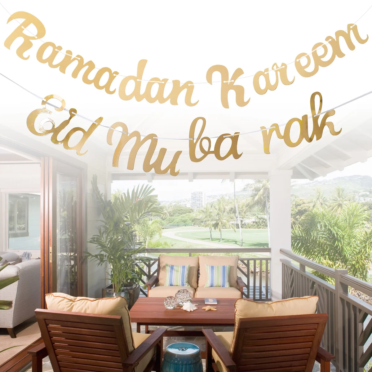 

2 Pcs/set Letter Decor Muslim Ramadan Banner Moon Ramadan Mubarak Party Supplies Muslim Ramadan Decor Ramadan Kareem Banner