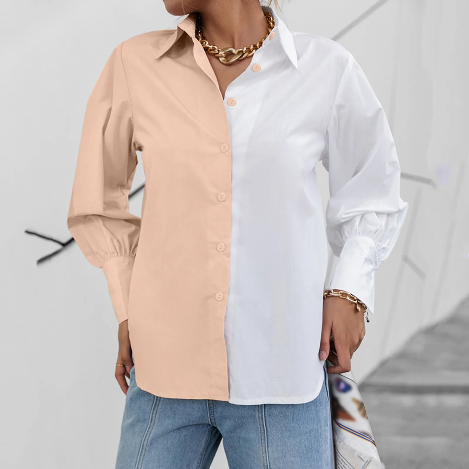 

Женская прозрачная рубашка, повседневные модные плотные рубашки, Осенние Топы с длинным рукавом, элегантные светло-фиолетовые рубашки на п...