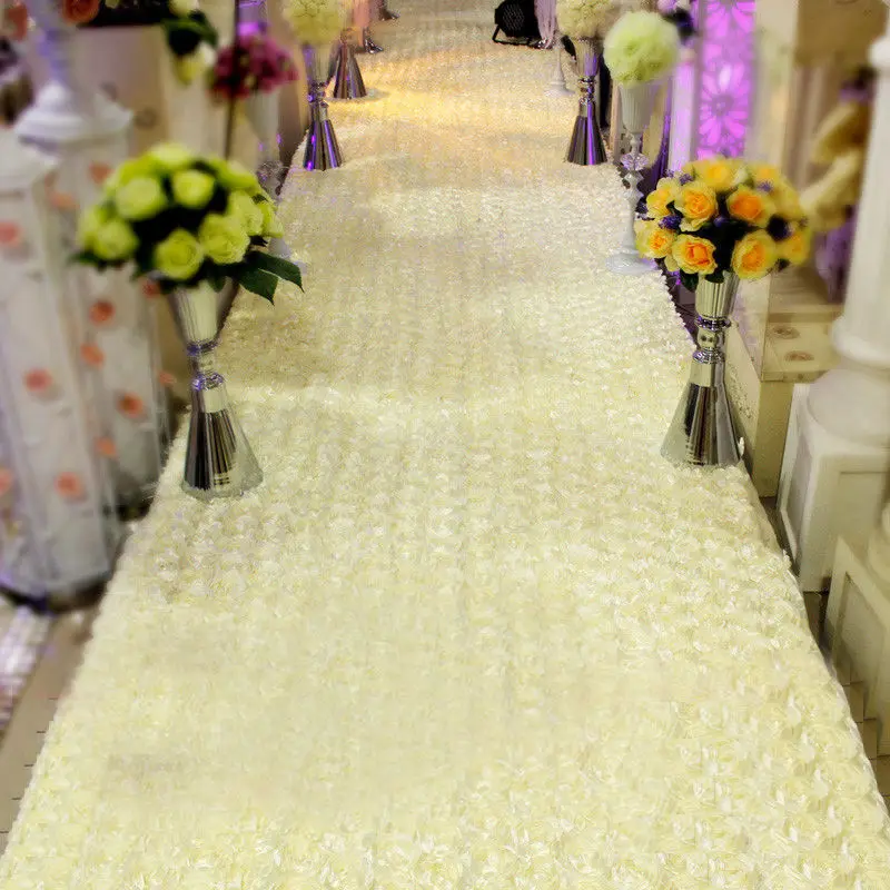 

New Arrival Fashion Wedding Centerpieces Favors 3D Rose Petal Carpet Aisle Runner For Party Decoration Supplies 14 Colors 66Ft/L